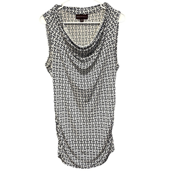 Dana Buchman sleeveless blouse navy and white medium - Picture 3 of 5